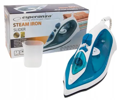 Zdjęcie produktu dla Żelazko parowe Esperanza Slider, 2200 W, ceramiczna podeszwa, funkcja zapobiegania kapania, funkcja zapobiegająca osadzaniu się kamienia