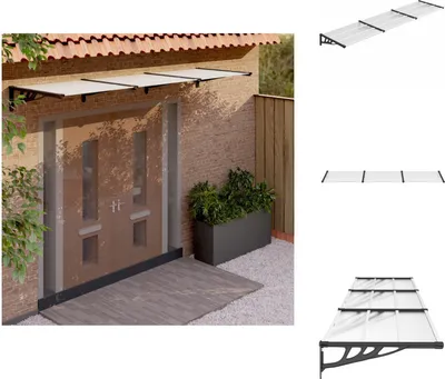 Obrázok produktu pre vidaXL Dverová strieška čierna a priehľadná 358,5x90 cm polykarbonát - Markízy