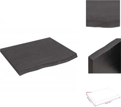 Obrázok produktu pre vidaXL Nástenná polica tmavo šedá 60x50x(2-4) cm z masívneho dubového dreva - Nástenné police