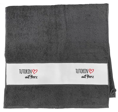 Produktbild von Huuraa Handtuch Tutorin mit Herz 50x100cm Graphite Baumwolle Handtuch Geschenkidee