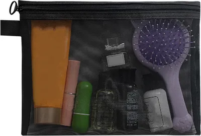 Produktbild von Kosmetiktasche, durchsichtiger Reißverschluss, große Öffnung, tragbar, leicht, für Pendler, Reisen, Kosmetiktasche, Aufbewahrung von Kopfhörern und Schlüsseln, Netztasche, Kulturbeutel