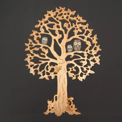 Produktbild von Holzdekoration Baum mit Rindelen zum Aufhängen an der Wand, 100 x 70 cm