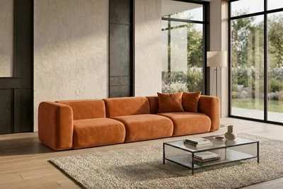Produktbild von Kaiser Möbel Sofa 3-Sitzer, Velvet-Stoff Bluvel, Zimtfarbe, GRETA