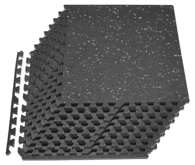 Immagine prodotto di VEVOR 12 tappetini puzzle, tappetini protettivi per pavimenti 61 x 61 x 2 cm, tappetini in schiuma EVA ad alta densità, tappetini da fitness ad incastro, tappetini da ginnastica, tappetini sportivi, tappetini da allenamento (neri) con pois grigi
