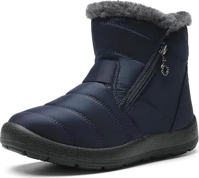 Image de DREAM PAIRS Bottes d'hiver pour femmes Bottes de neige Chaudes Imperméables Bleu foncé 41