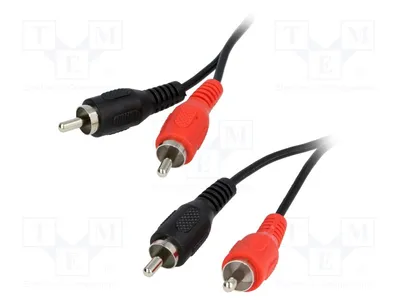 Obrázok produktu pre 1x Kábel s dvoma RCA konektormi, dĺžka 1,5 m, čierna farba, model BQC-2RP2RP-0150, audio a video kábel