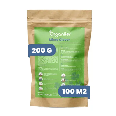 Produktbild von Microclover Rasensamen 200 g für 100 m² – Reines Klee-Saatgut für dichten, pflegeleichten Rasen – Weniger Bewässerung – Organifer