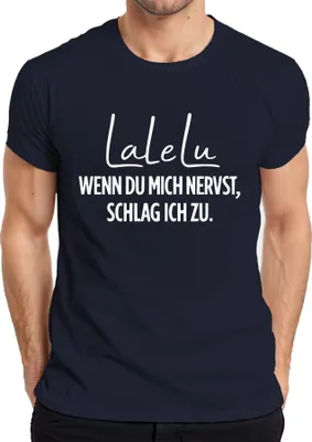 Immagine prodotto di Lalelu Se mi infastidisci ti picchio Maglietta da uomo divertente e sarcastica, Navy, XXL