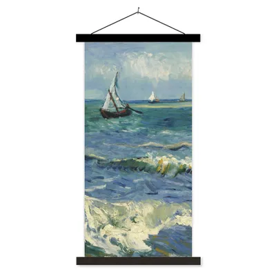 Produktbild von MuchoWow® Textilposter Meereslandschaft bei Les Saintes-Maries-de-la-Mer - Vincent van Gogh 40x80 cm mit schwarzem Rahmen - Wandemalerei