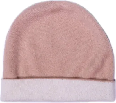 Produktbild von TUMELO 100% Kaschmir Mütze Damen & Herren, edle Cashmere Strickmütze, Uni, warme wendbare Wintermütze - Camel