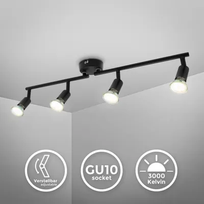 Obrázok produktu pre LED stropné bodové svietidlo otočné stropné bodové vrátane 4x GU10 čierne stropné svietidlo 4 svetlá