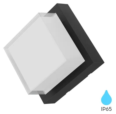 Obrázok produktu pre Braytron LED 15 W, hranatá nástenná svietidlo, vonkajšie nástenné svietidlo, balkón, vchod, schodisko, 3000 K, teplá biela, čierna, IP65