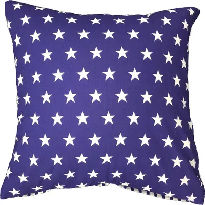 Produktbild von Baumwoll-Kissenbezug 50x60 Weiß-Blau Sterne Streifen