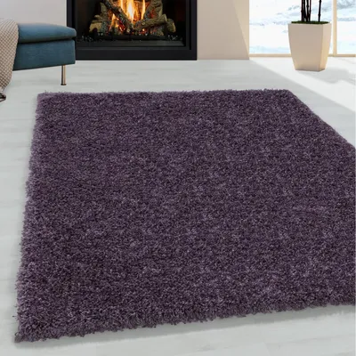 Produktbild von Wohnzimmerteppich mit flauschigem Design, weicher Flor, einfarbig lila Schlafzimmerteppich 300 x 400 cm