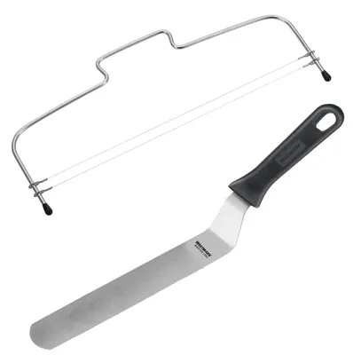 Tortenbodenverteiler mit 2 Schneidedrähten, 39,5 cm, Edelstahl