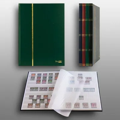 Produktbild von Prophila Collection 16 weiße Seiten A4 Briefmarken-Einsteckbuch grün