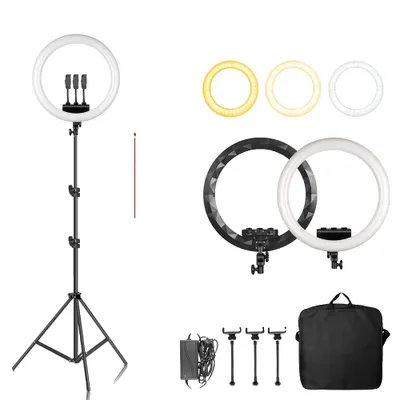 Produktbild von 18-Zoll-Ringlicht, höhenverstellbar bis zu 280cm, hohe Farbwiedergabe, komplettes Fotografie-Set , 18C 200cm Stativ