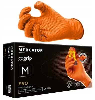 Immagine prodotto di MERCATOR GoGrip Orange, guanti in nitrile con struttura a diamante, 1 scatola = 50 guanti, senza polvere e spessi