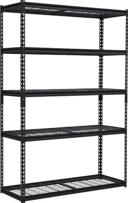 Zdjęcie produktu dla Regały garażowe, wytrzymałe metalowe, regulowane rozwiązanie do przechowywania, 122x46x180cm