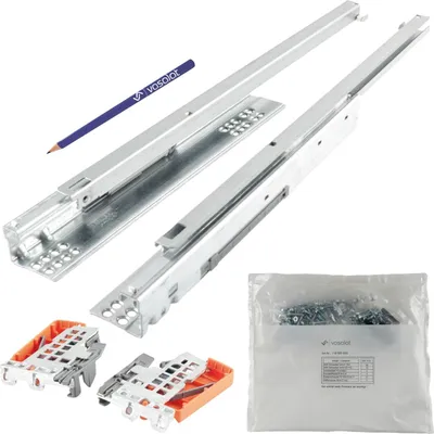 Produktbild von Blum Tandem Teilauszug Set, Schubladenauszug 600mm Blumotion mit praktischer Blum Kupplung, Schubladenführung Tragkraft 30kg - 1 Paar Schubladenschienen mit Kupplung