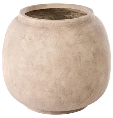 Produktbild von BELIANI Blumentopf Beige Lehm Faser Mischung 42 cm Rund mit Textur Rustikal Indoor Outdoor Blumenkübel