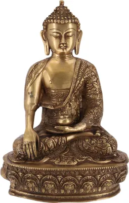 Produktbild von Buddha Statue aus Messing Bhumisparsa Mudra 32 cm - Modell 4, Gold, Buddhas