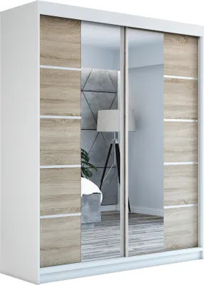 Produktbild von Schwebetürenschrank Kleiderschrank ERO  180 cm Schrank Garderobe Spiegel.Verschiedene Farben (Weiß, Schwarz, Somona). Möbel vom Hersteller!