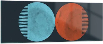 Produktbild von Bilder auf glas - Einteilig - Abstraktion Blau Rot - 140x50cm - Glasbilder - Wandbilder - Bilder - zum Aufhängen bereit - Wanddekoration aus Glas - Glas Bilder - Wandbild auf Glas - GAB140x50-4720
