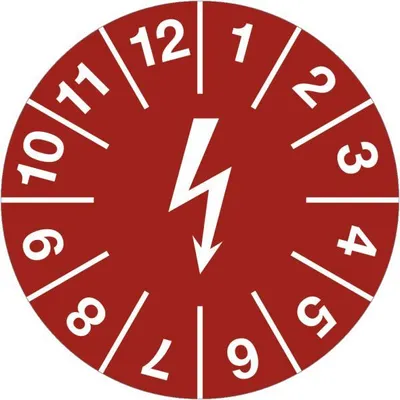 Produktbild von Dreifke® Aufkleber Prüfplakette f. elektr. Einrichtungen, Folie, rot, Ø 15 mm...