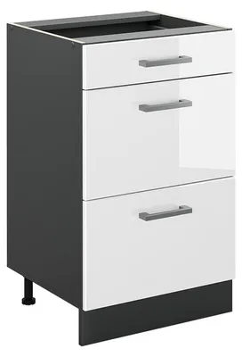 Obrázok produktu pre Kuchynská spodná skrinka Vicco R-Line Biely vysoký lesk/antracitová 50 cm bez pracovnej dosky, Model 69890