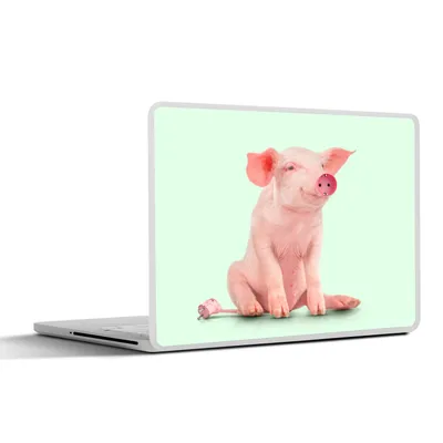 Produktbild von MuchoWow® Laptop Aufkleber Sticker Cover Schwein - Rosa - Sockel - Tiere 25x18 cm - Laptop-Deko