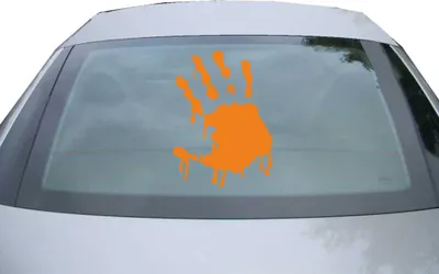 Produktbild von Indigos UG - Aufkleber Heckscheibe & Motorklappe DE2022 - orange - 600x436 mm - Zombie Hand - Auto Scheiben Fenster Heckklappe Tuning Racing JDM - Die cut