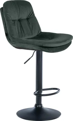 Produktbild von Barhocker MITUN - Samt Dunkelgrün 46x54x94 cm Schwarz | Barstuhl Höhenverstellbar Mit Lehne Drehbar Tresenhocker Tresenstuhl Kneipenhocker