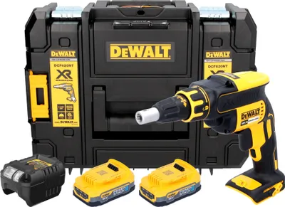 Produktbild von DeWalt DCF 620 E2T Akku Trockenbauschrauber 18 V 30 Nm Brushless + 2x Powerstack Akku 1,7 Ah + Ladegerät + TSTAK