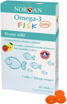 Produktbild von Norsan Omega-3 FISK Jelly 45 Geleebonbons mit Zitronen-Erdbeer-Geschmack