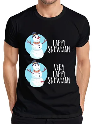 Immagine prodotto di Maglietta da uomo Very Happy Snowman divertente pupazzo di neve - Regalo di Natale Natale, Nero, XL