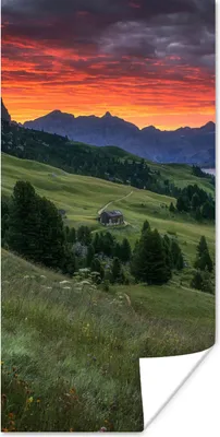 Produktbild von MuchoWow® Poster Gras - Berge - Abend 80x160 cm - Kinderzimmer