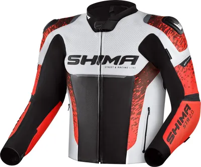 Produktbild von SHIMA STR 2.0 Motorrad Lederjacke, schwarz/weiß/rot, 46