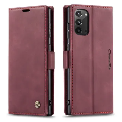 Produktbild von Galaxy Note 20 Hülle, Retro Kunstledertasche, Kartenfächer, Standfunktion Schutzhülle für Samsung Galaxy Note 20 Rot