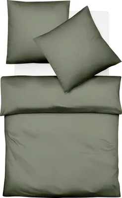 Produktbild von Fleuresse Lech Edelflanell Bettwäsche 135x200 Fischgrätmuster uni oliv grün  603089-05
