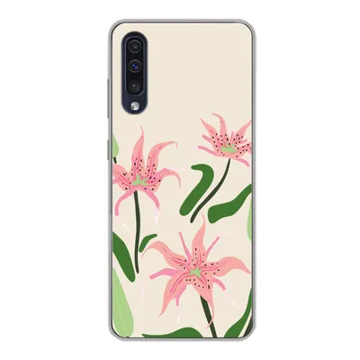 Produktbild von MuchoWow® Handyhülle Schutzhülle Hülle für Samsung Galaxy A30s Blume - Rosa - Blätter Silikon Softcase Handy Hülle - Karteninhaber