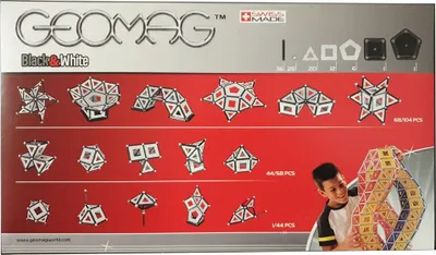 Produktbild von Geomag Panels Black&White 104 pcs, Neodym-Magnet-Spielzeug, 5 Jahr(e), Mehrfarbig