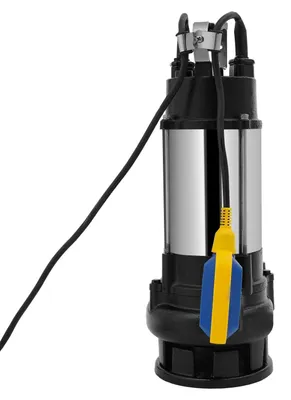 Produktbild von Schmutzwasser-Tauchpumpe - Abwasserpumpe - 0,55 kW 0,75 PS - Edelstahl - Automatischer Schwimmerschalter - 50 mm (5,08 cm) Auslass - 15 m Förderhöhe - EU-Stecker - Silber/Schwarz