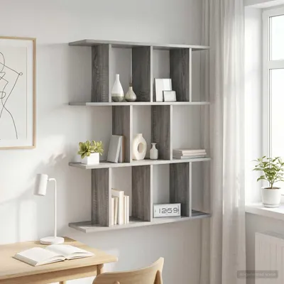 Obrázok produktu pre Maison Exclusive – Nástenná polica Sonoma, sivá, 102 x 20 x 96 cm, drevotrieska