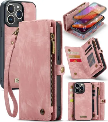 Produktbild von iPhone 16 Pro Hülle - CaseMe 008 2-in-1 Klapphülle & Back Cover mit Brieftasche - Pink