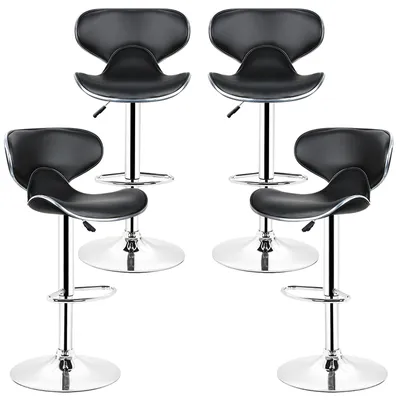 Produktbild von Barhocker 4er Set,höhenverstellbare Tresenhocker Küchenhocker 360° Drehstuhl mit Rückenlehne Schwar