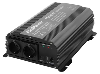 Produktbild von Alcapower - 1500W Sinus-Wechselrichter 24V (Spitzenleistung 3000W), Doppel-Schuko-Steckdose und USB, für LKWs, Busse und Solarhütten