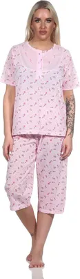 Produktbild von Damen Capri Pyjama mit kurzen Ärmeln; Rosa/M/38