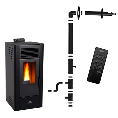 Obrázok produktu pre Peletové kachle Anita 10 kW Black Sannover + inštalačná sada