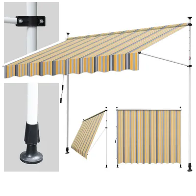 Produktbild von Jiubiaz Markise Klemmmarkise Einziehbar Sonnenmarkise Sonnenschutz Balkon ohne Bohren 250x120cm